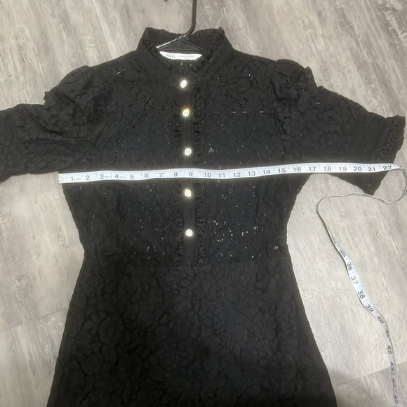 Zara Lace Dress Black with Rhinestone Buttons Size Small - Picture 6 of 9